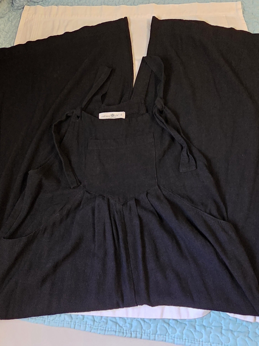 Natural Life Dakota Cotton Tie Overall Jumpsuit Black Size Small Baggy Boho
